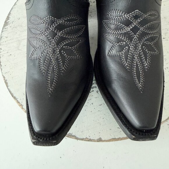 Lane Gallatin Womens Cowboy Booties Black Western Short Boots Snip Toe Size 7.5 - Picture 7 of 13